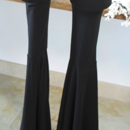 Fashionnova crop top and high flare pants set like new, black