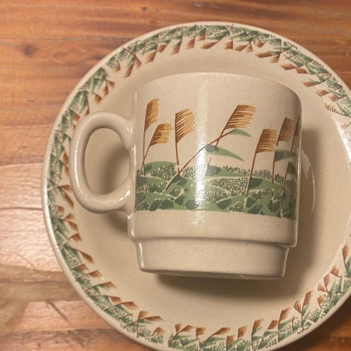 Vintage coffee espresso cup set of 6 with saucers rustic design