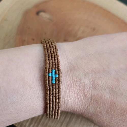 Men's bracelet handmade new, brown macrame with adjustable size