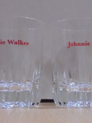 Johnnie Walker scotch whisky promotional set of 2 glasses used