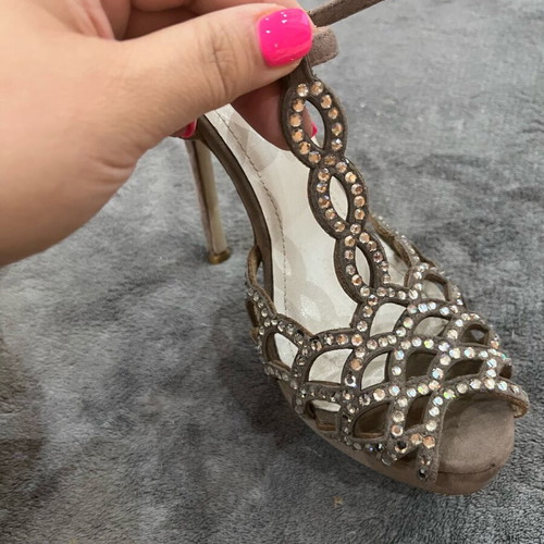 Sergio Rossi suede sandals with Swarovski new, size 39, beige