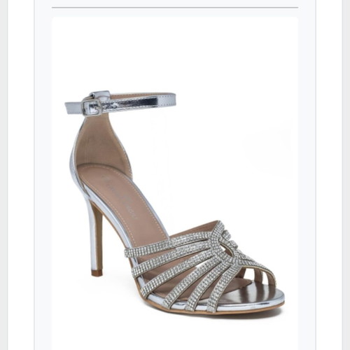 Silver sandals with rhinestones new, heel height 9cm, size 39