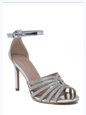 Silver sandals with rhinestones new, heel height 9cm, size 39