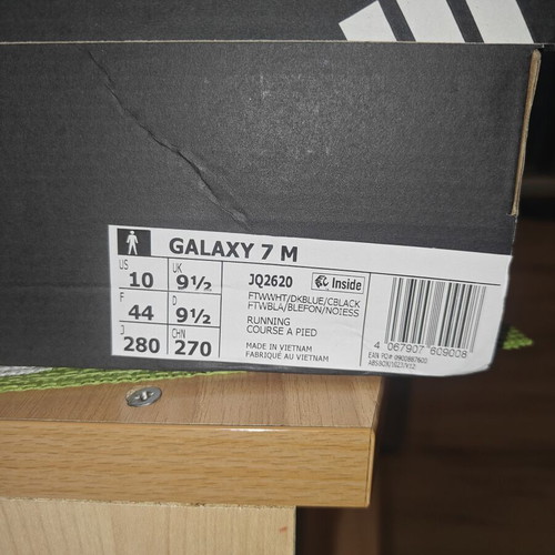 Adidas Galaxy 7 running shoes new with tags, size 44, white and blue