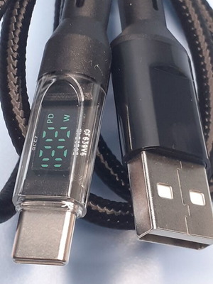 Καλώδιο USB σε Type-C 120W 1 μ. με ψηφιακή οθόνη LED σαν καινούργιο