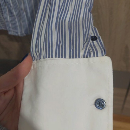 Massimo Dutti Striped Shirt Used, Size M, White-Blue