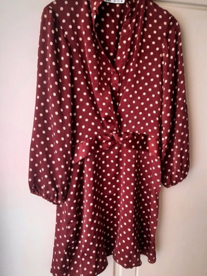 Polka Dot Mini Dress Zara used, red, size M