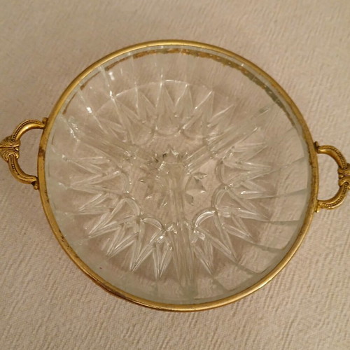 Vintage ornevier glass platter with 3 compartments