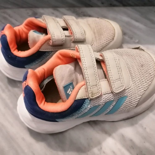 Adidas children's sports shoes used, size 27, gray and orange