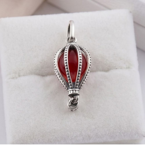 Charm Hot Air Balloon Murano Silver S925 new, red glass
