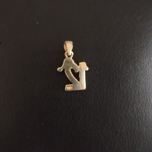 Children's pendant "12" like new, red enamel, gold plated sterling silver