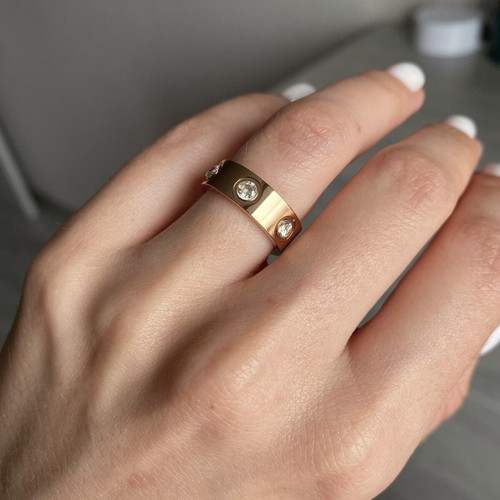 Love ring gold stainless steel with zirconia new
