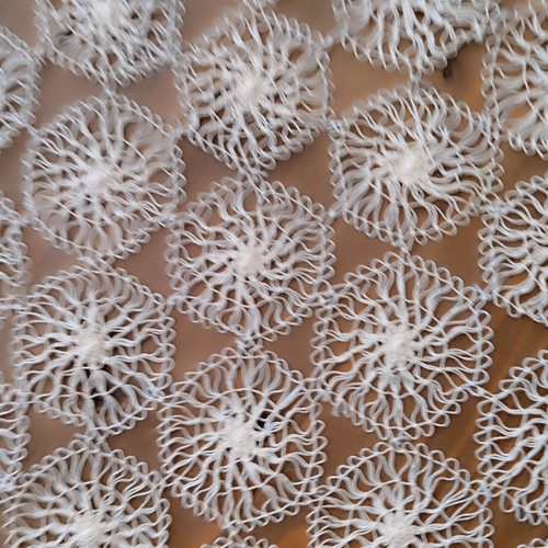 Embroidery with lace new, table runner 65x40 cm, ecru
