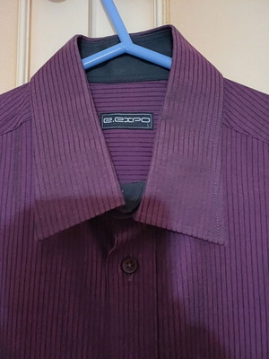 Men's dress shirt new size Large purple with black stripe