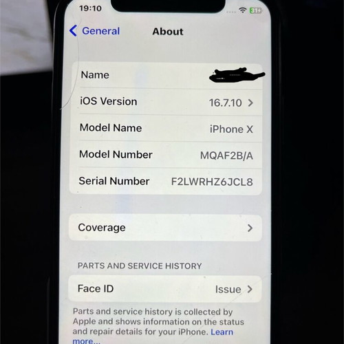 Iphone X Black 256GB used, battery needs replacement