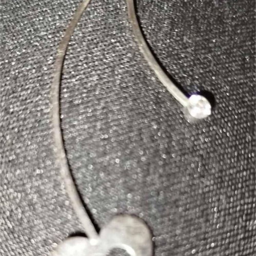 Heart dangle earrings used, stainless steel with crystal