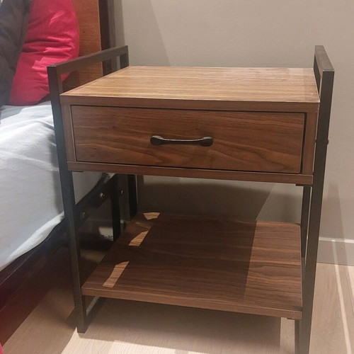 Iron beds set like new with matching bedside table