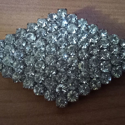 Vintage brooch rhombus with rhinestones like new