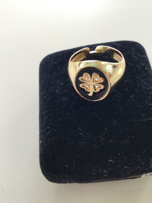 Silver gold-plated ring with enamel like new