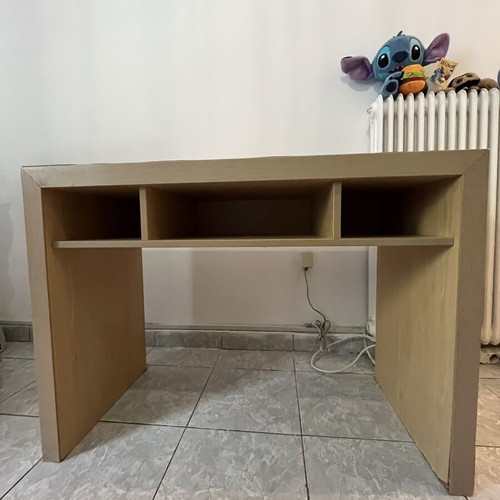 Desk with shelves used, beige color, sturdy hotel equipment