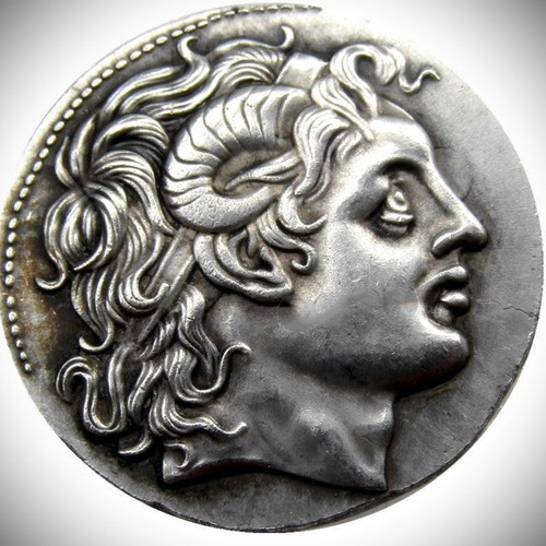 Pendant ancient coin Alexander the Great in glass case 22K gold plated