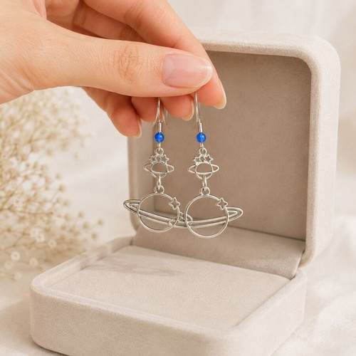 Saturn Magic Handmade Earrings with Customizable Bead Color
