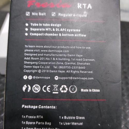 Damn Vape Fresia MTL/DL RTA used, red