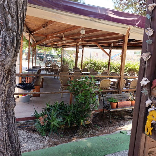 Pergola kiosk used, set of 3 with awnings and ground lights