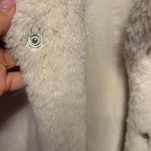 Faux fur coat jacket like new, ecru, size S