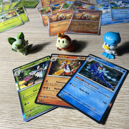 Pokemon Paldea Starters figures like new with Scarlet Violet TCG cards