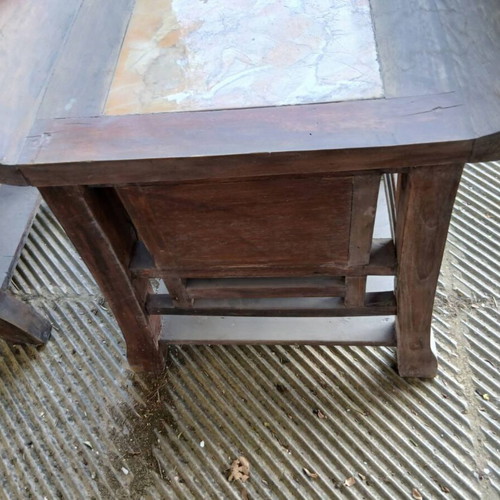Chinese tables used with marble top and drawers