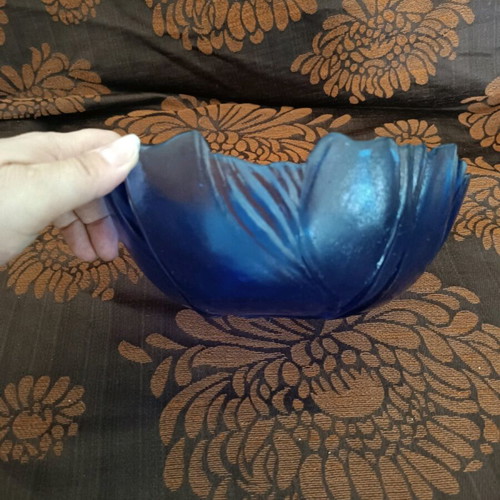 Glass fruit bowl salad bowl blue new