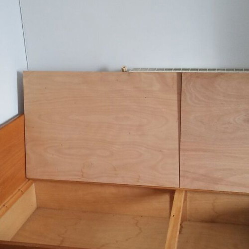 Sofa bed 200x82x40 with mattress used, light brown wood
