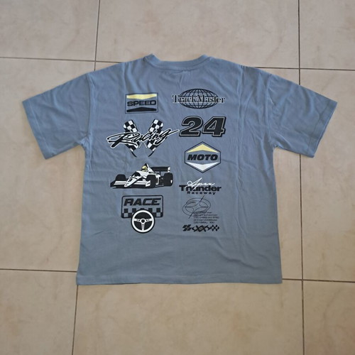M&S T-shirt with racing car designs, grey, size 170 cm