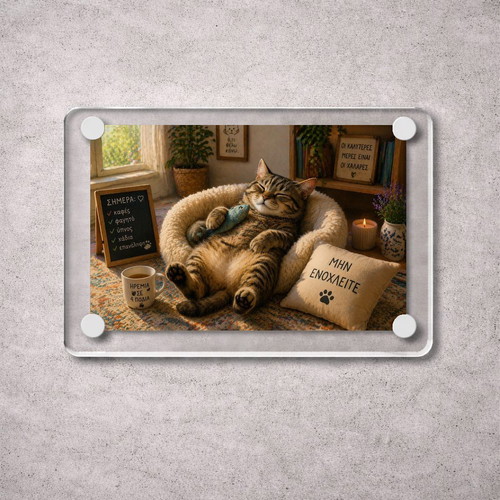 Acrylic fridge magnet "Do Not Disturb" Cozy Relax Cat new