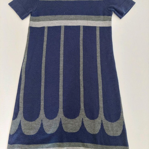Sandro Ferrone midi dress made of merino wool like new, gray and blue