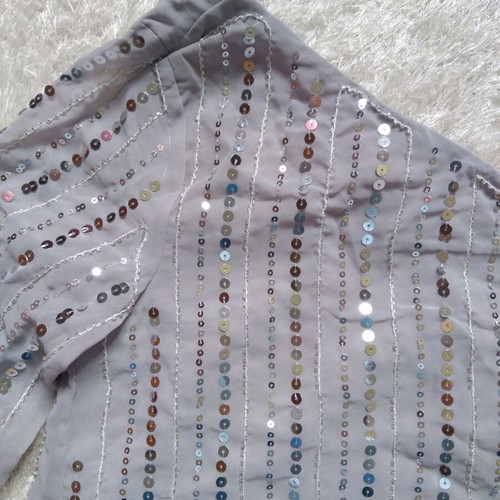 BSB one-shoulder top like new, gray with silver sequins, size 40