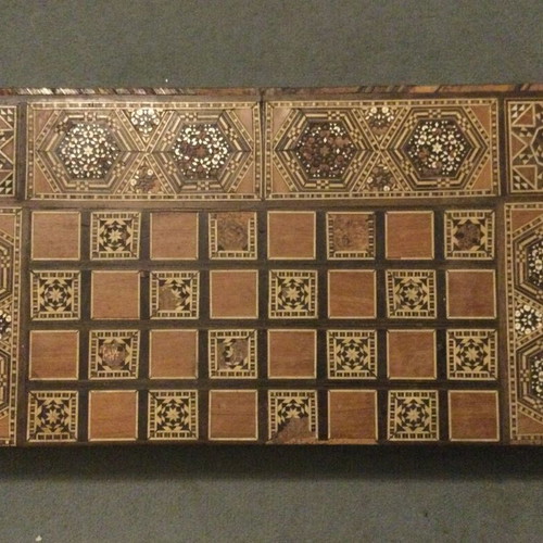 Traditional handmade chess and backgammon board used
