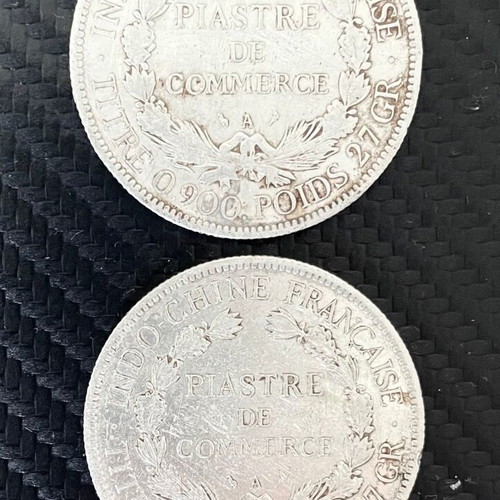 Silver coins used, 2 piastres from French Indochina 1906-07, 90%