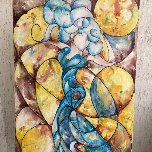 Painting Muza custom made, acrylic on canvas 90x60