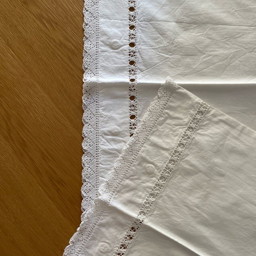 Handmade cotton pillowcases with embroidery, brand new, set of 2