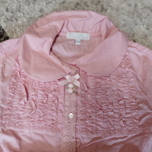 Pom Pom pink shirt and white skirt set like new