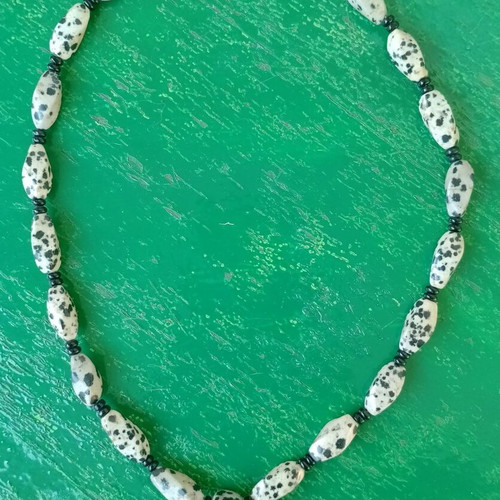 Dalmatian Jasper Handmade Necklace like new, natural stones