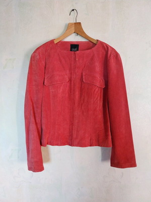 Дамско кожено яке розово, размер XL, като ново