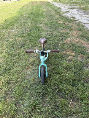 Children's balance bike like new, adjustable height, mint/turquoise