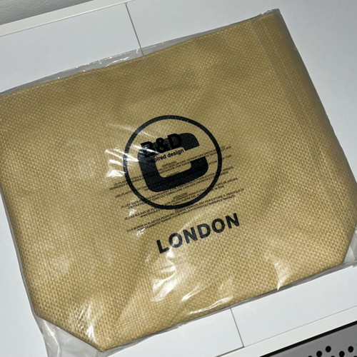 B&D London woven beach tote bag, beige, 50x40 cm