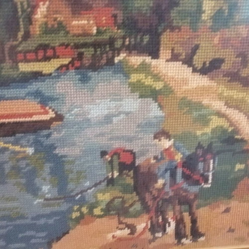 Embroidered painting used with wooden frame 111x66 cm