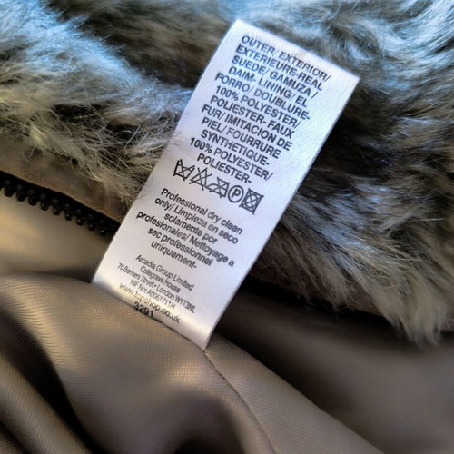 Topshop real leather vest used, aviator style with faux fur trim