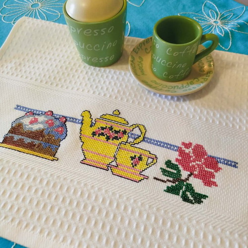 Kitchen towel embroidered handmade 100% cotton new