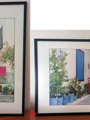Painting reproductions new, two island landscapes with glass frames